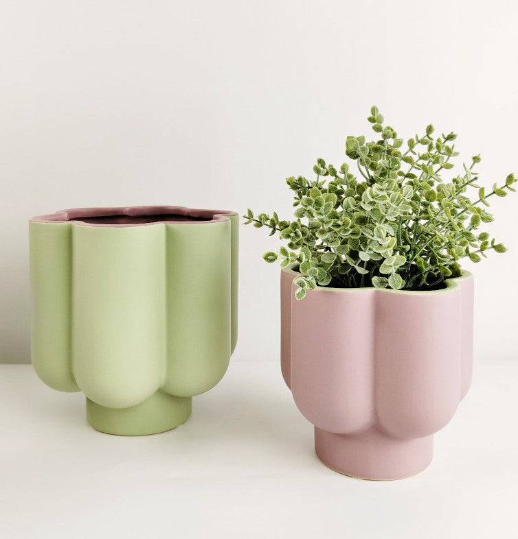Groovy Flower Planter Purple & Green 13cm