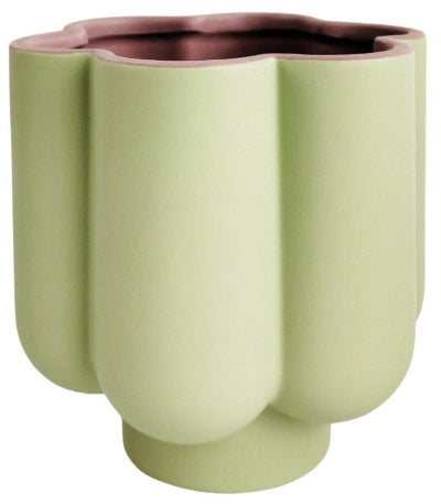 Groovy Flower Planter Green/Purple 16cm