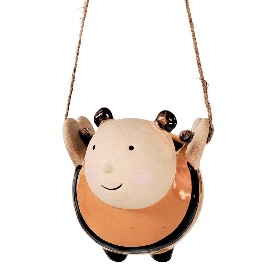 Bee Hanging Planter Yellow & Black 12cm
