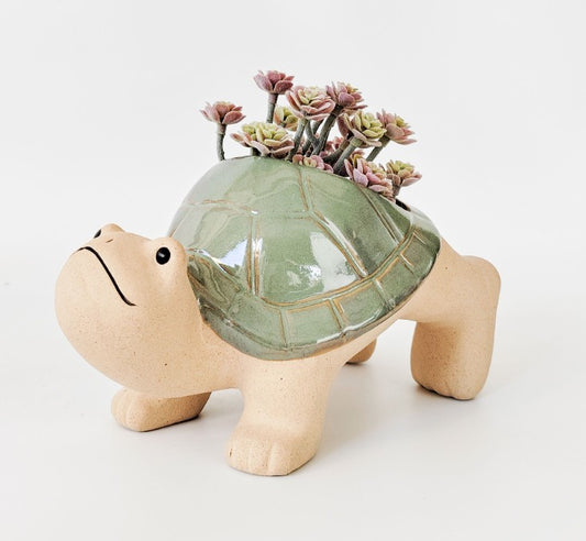 Turtle Planter Pot Hanger Sage 21cm