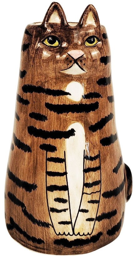 Sitting Cat Vase Grey 13cm