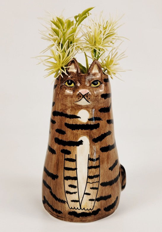 Sitting Cat Vase Grey 13cm