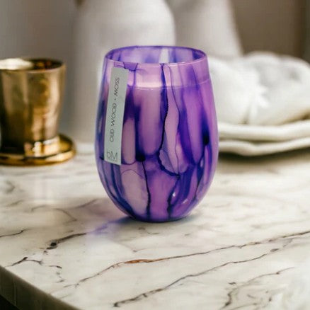 Candle - Watercolour Purple - Oud Wood & Moss (Boxed)