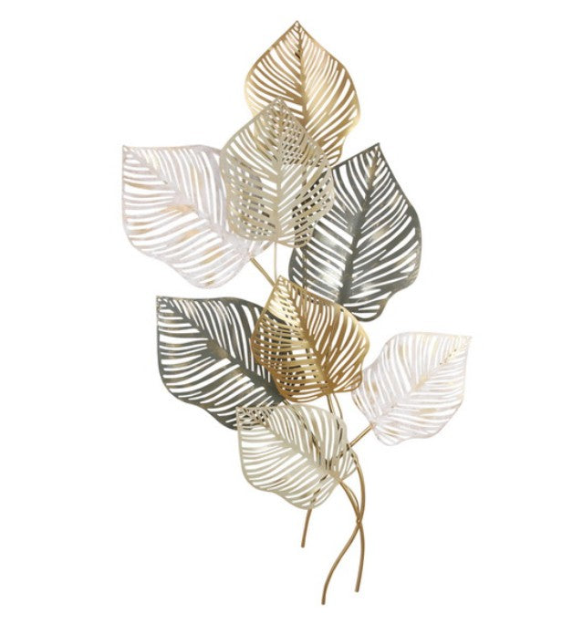 Gold Metal and Leaf Wall Art 100 x 53cm