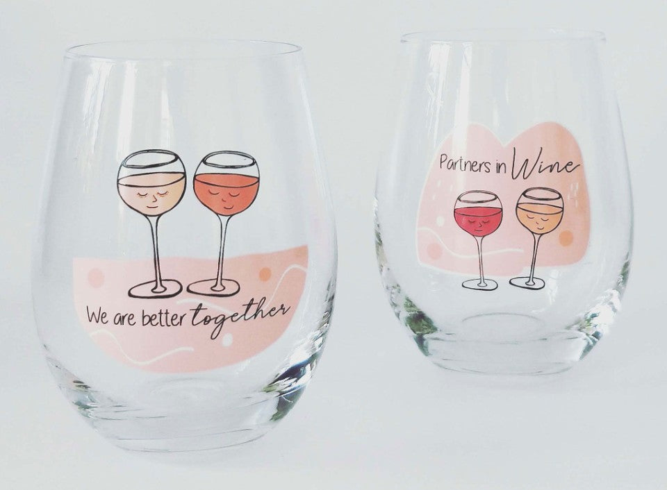 We are Better Together Stemless Wine Glasses S/2