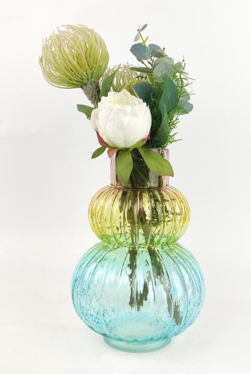 Tommy Orb Glass Vase Rose, Amber and Sky Blue