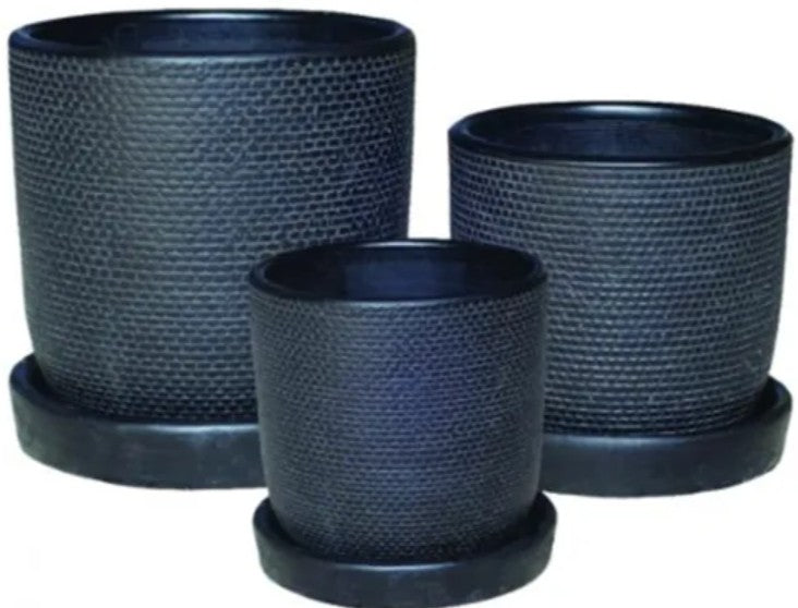 Soho Pots with Saucers - Black - 3 sizes