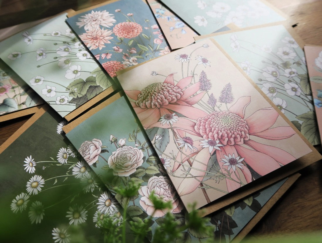 Pink Waratah Portrait Card