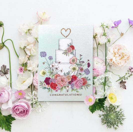 Floral Wedding Cake Card