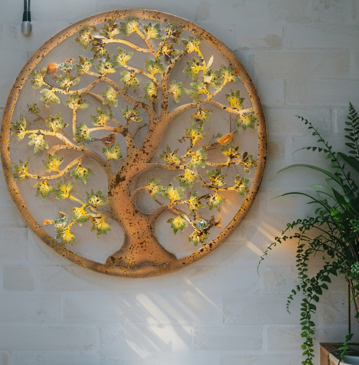 Laser-cut colourful round Tree of Life Wall Art 60cm