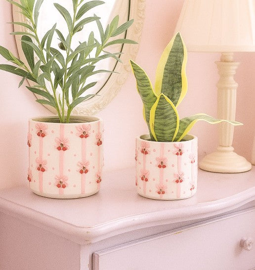 Cherry Bow Planter Pink - Small