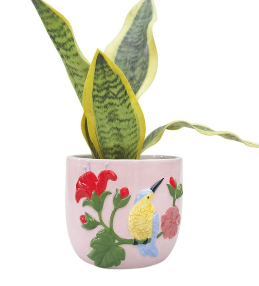 Tropical Hummingbird Planter Pink 13cm