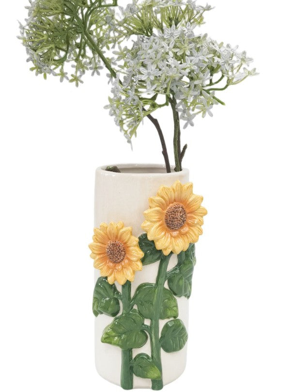 Sunflower Vase Beige & Yellow 22cm