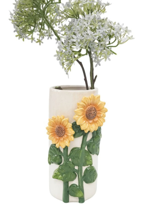 Sunflower Vase Beige & Yellow 22cm