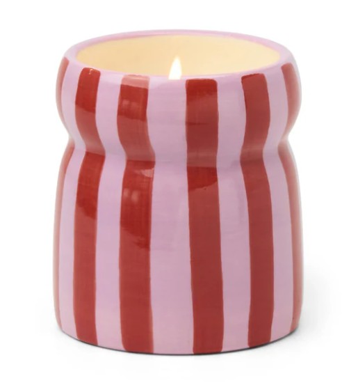 Paddywax: Red/Pink Striped Cabana Candle with LId 184g