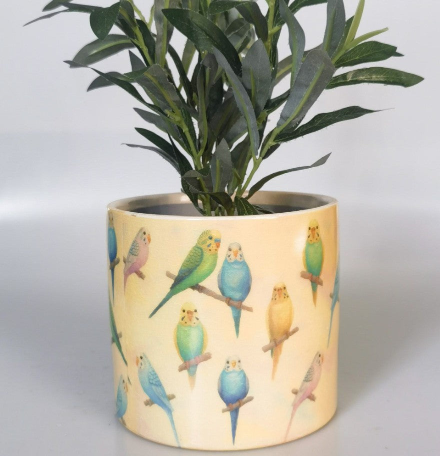 Budgie Planter Yellow & Blue 17cm