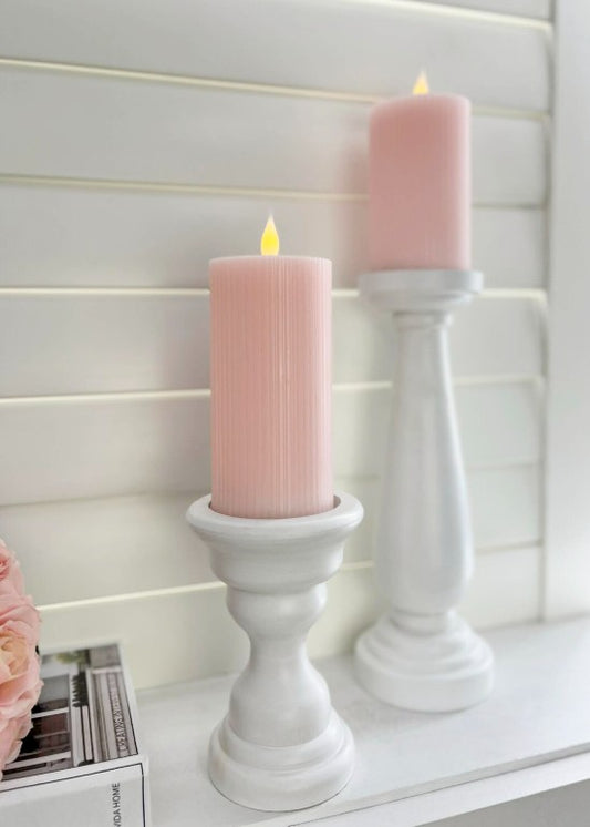Flameless Candle Pink Ribbed