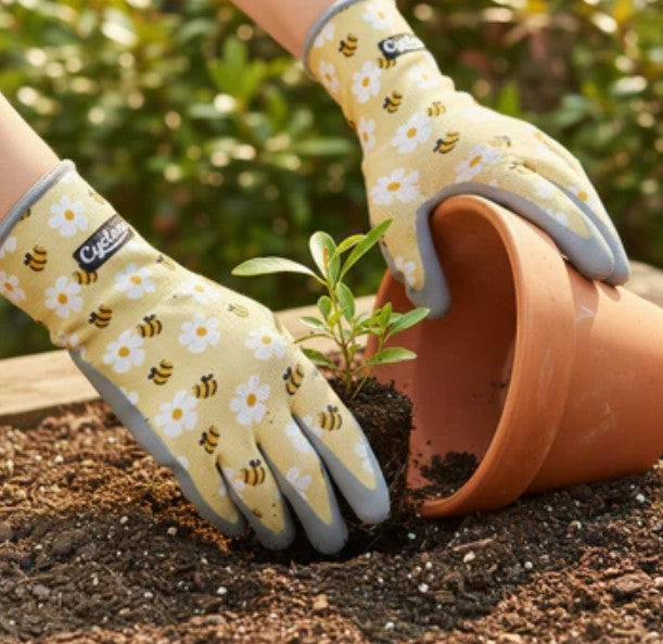 Cyclone Lifestyle Bee & Flower Gardening Gloves - Size M