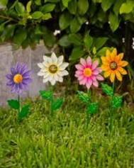 Novelty Flower Stakes - 4 Colours
