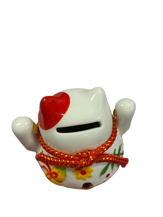 Lucky Cat Money Box with Sunflower print