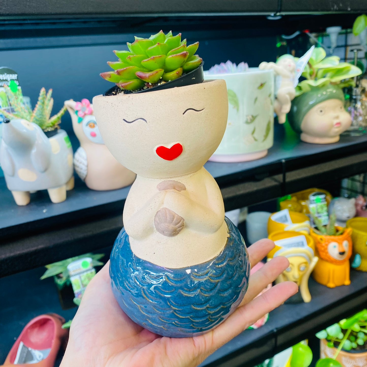 Mermaid Planter Blue 15cm