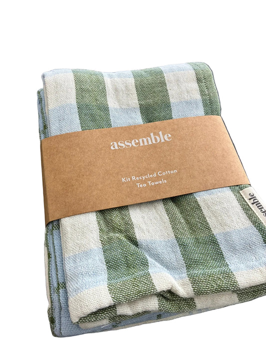 3 pack Tea Towels - Green/Blue