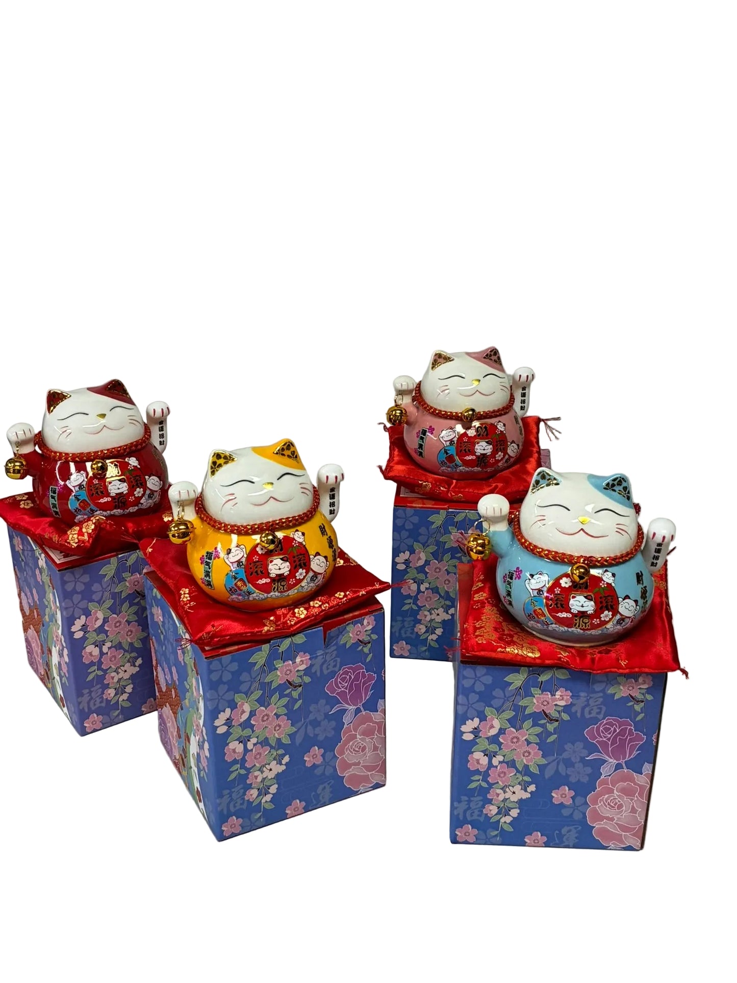 Lucky Cat with waving Left Paw - 4 colours