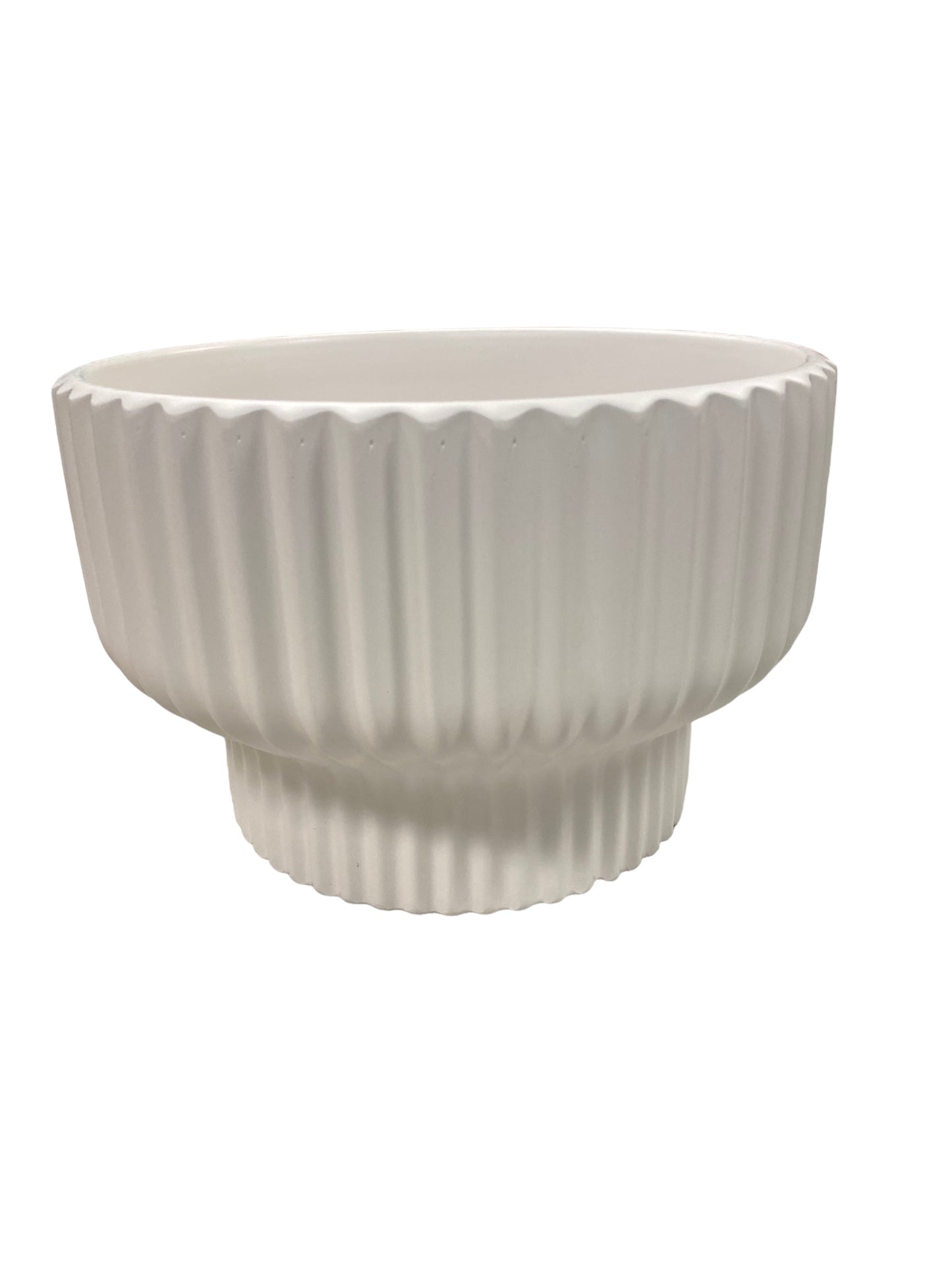 White Ribbed Ceramic Planters - 3 Sizes