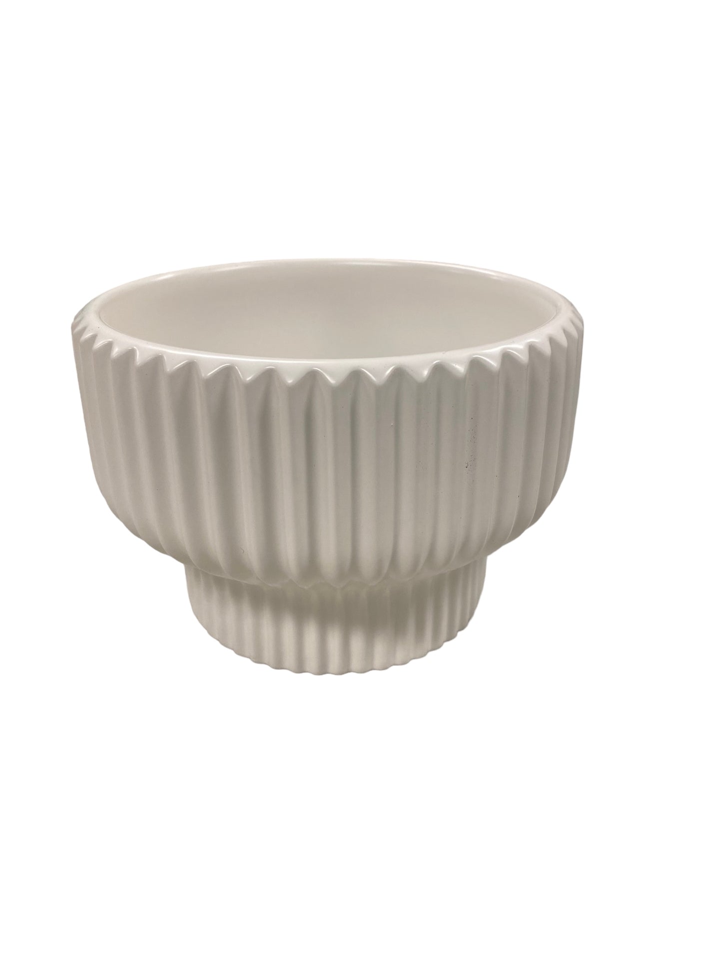 White Ribbed Ceramic Planters - 3 Sizes