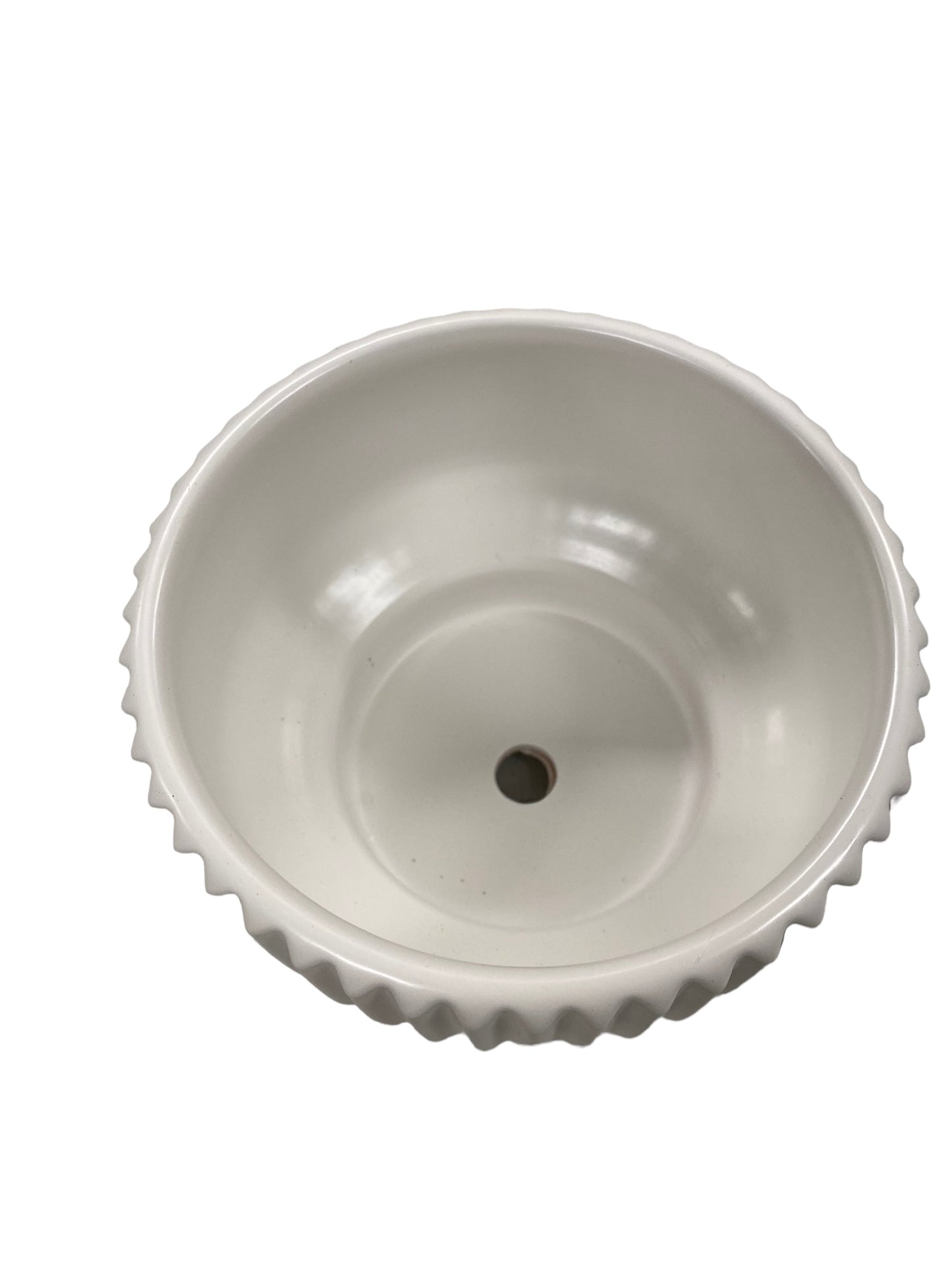 White Ribbed Ceramic Planters - 3 Sizes