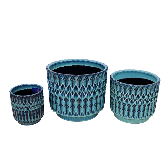 Felix Cylinder Pots S/3 - Blue