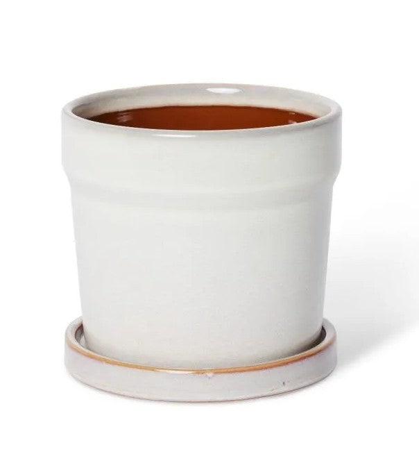 Austin Pot with Saucer White