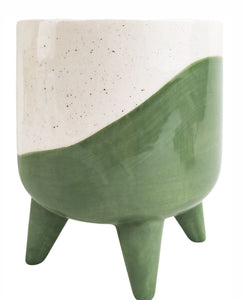 Avery Dot Planter with Legs Green