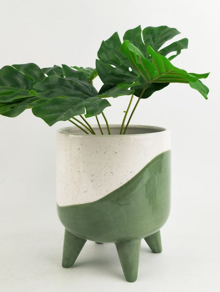 Avery Dot Planter with Legs Green