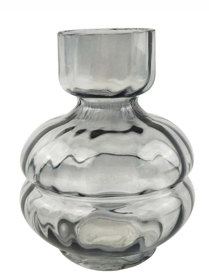 Squat Glass Vase Steel 15cm
