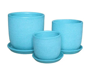 Soho Pots with Saucers - Aqua - 3 sizes