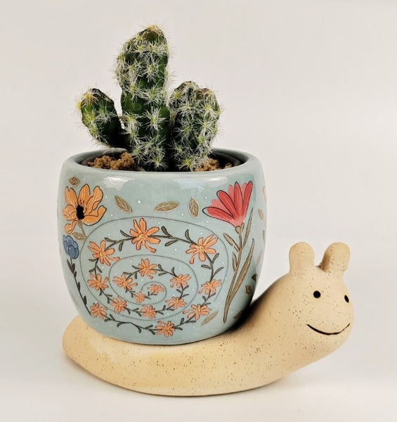 Snail with Flowers Planter Small