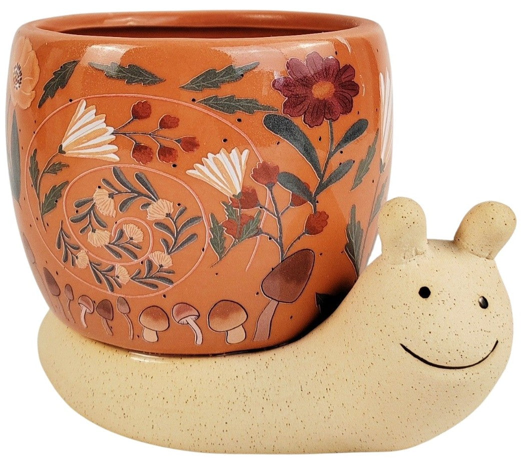 Snail with Flowers Planter Medium