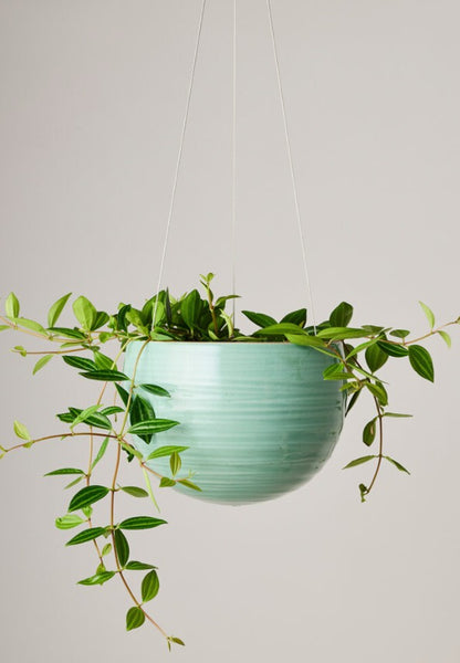 Spherical Hanging Planter Celadon Green Crackle