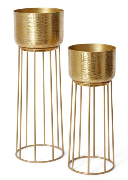 Gold Pots on Stand S/2