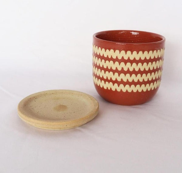 Berry Zig Zag Planter with Saucer - Small