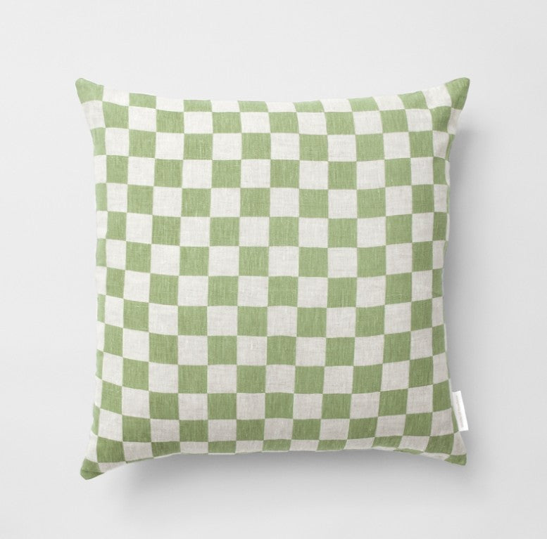 Check Sage Square Cushion