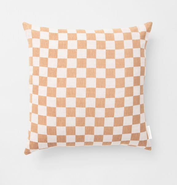 Check Peach Square Cushion