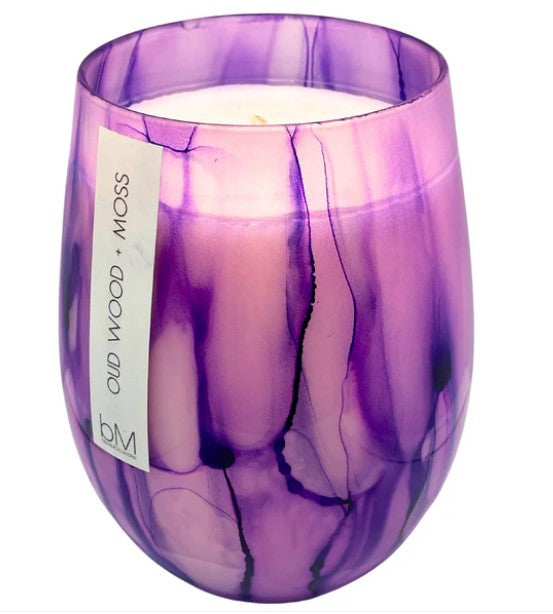 Candle - Watercolour Purple - Oud Wood & Moss (Boxed)