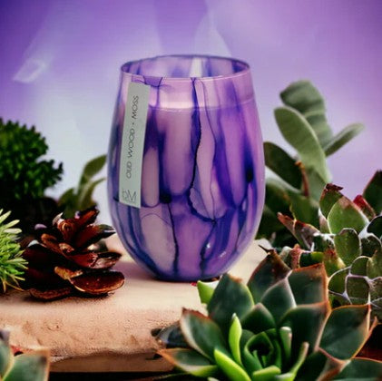 Candle - Watercolour Purple - Oud Wood & Moss (Boxed)