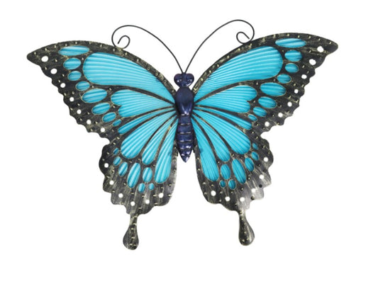 Metal / Glass Blue Butterfly Wall Art 46cm