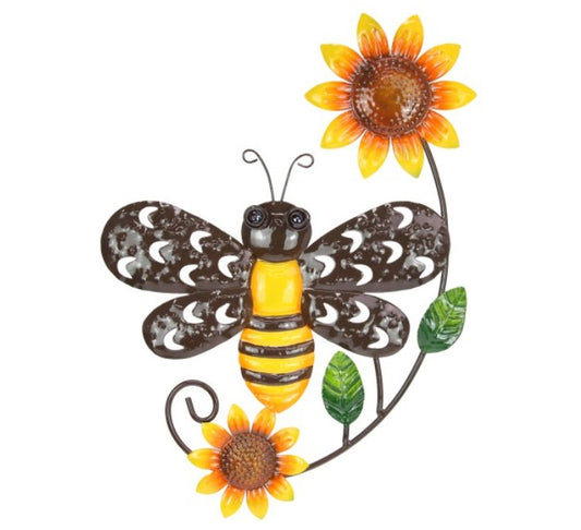 Metal Bee with Sunflower Wall Art 36cm