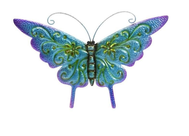 Metal Blue Butterfly Wall Art 43cm
