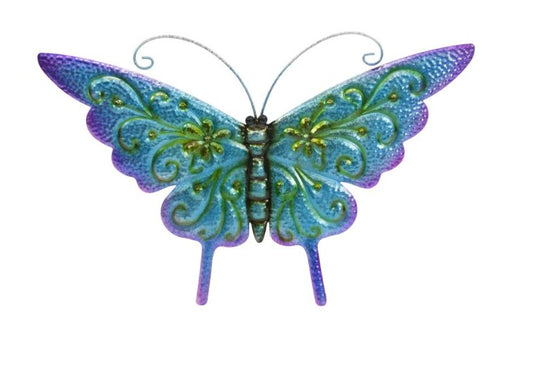 Metal Blue Butterfly Wall Art 43cm