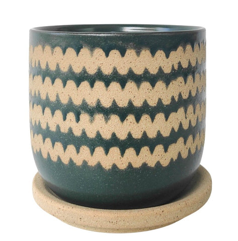 Forest Zig Zag Planter with Saucer - Small